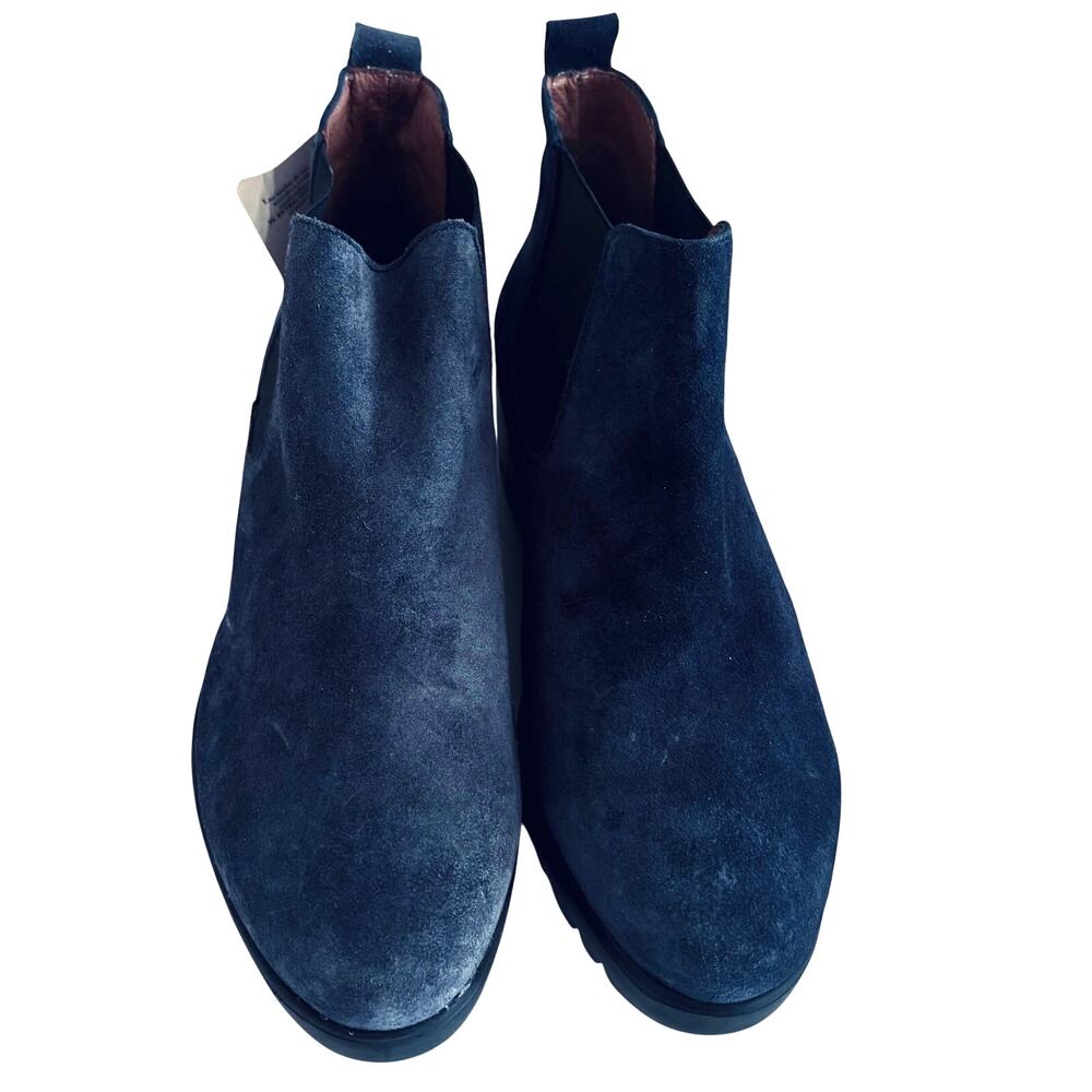 NWT Wonders Spain Hermoso Chelsea Water Resistant Suede Ankle Boots Slate Wedge